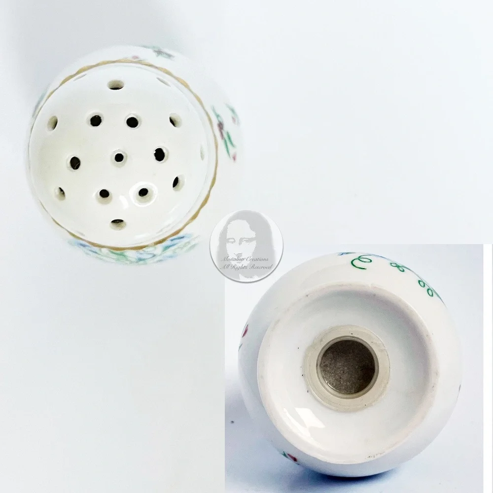 Eau de Gucci Powder Shaker Blue Florals Ceramic Home Decor Vintage Empty